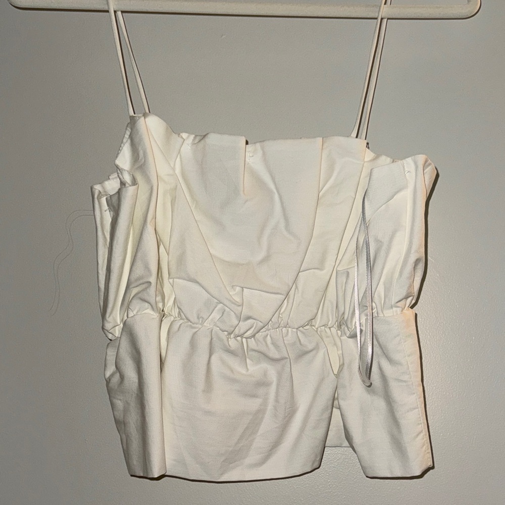 Zara Cream Strap Detail Peplum Camisole